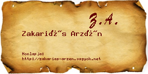 Zakariás Arzén névjegykártya